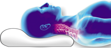 posizionamento della colonna vertebrale su un cuscino ortopedico